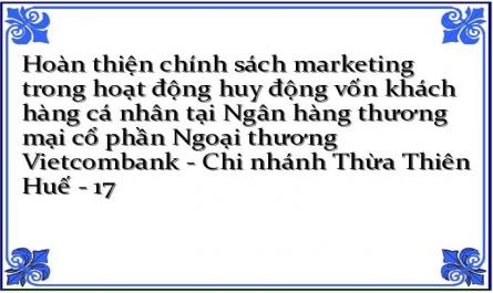 Hoàn thiện chính sách marketing trong hoạt động huy động vốn khách hàng cá nhân tại Ngân hàng thương mại cổ phần Ngoại thương Vietcombank - Chi nhánh Thừa Thiên Huế - 17