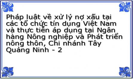 Pháp luật về xử lý nợ xấu tại các tổ chức tín dụng Việt Nam và thực tiễn áp dụng tại Ngân hàng Nông nghiệp và Phát triển nông thôn, Chi nhánh Tây Quảng Ninh - 2