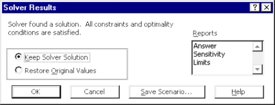 Sau khi hoàn tất các khai báo ta chọn nút Solve để Excel tự động tính và thông 2