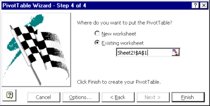 Ở bước này có 2 tùy chọn hoặc ta sẽ lưu bảng phân tích trong một worksheet 3