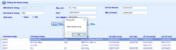 Hình 20 thêm khách hàng thành công Người dùng có thể thêm khách hàng mới bằng 20