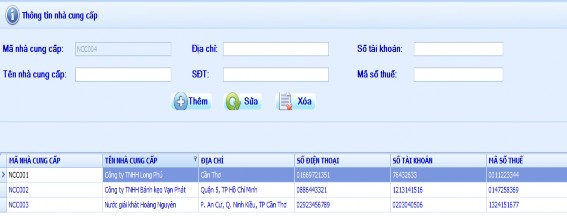 Hình 21 Form thông tin nhà cung cấp Trong bảng nhà cung cấp ta tiếp tục cập nhật 28
