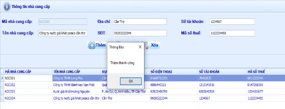 Hình 22 Đã thêm nhà cung cấp 3 8 2 9 Chi tiết nhập hàng Tiếp theo ta click vào nút 29