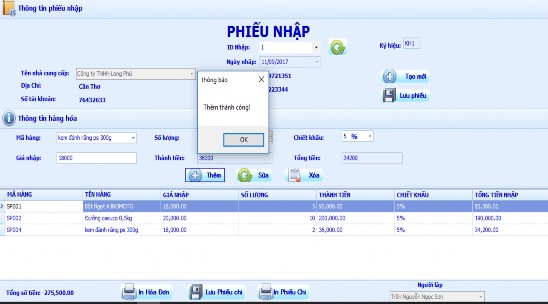 Hình 25 Thông tin hàng đã được thêm vào phiếu Các chức năng còn lại như sửa 34