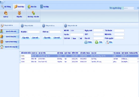Hình 17 Thông tin form nhân viên Đầu tiên chúng ta sẽ thêm thử một nhân viên vào 7