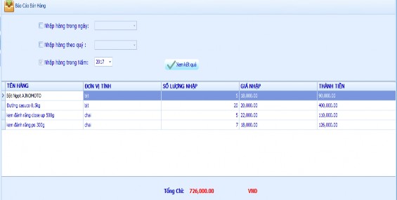 Hình 32 Báo cáo nhập hàng theo năm đó 3 8 2 12 Báo cáo lợi nhuận Ta nhấn vào 12