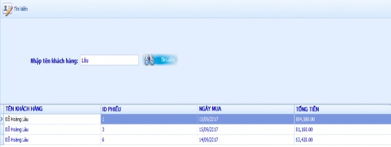 Hình 35 nhập tên để tìm kiếm Để xem chi tiết đó khách hàng đó mua gì chỉ 20