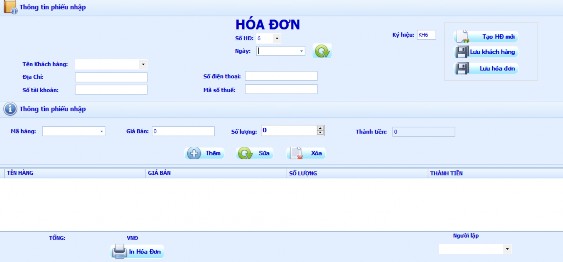 Hình 28 Tạo hóa đơn mới Sau khi đã tạo số hóa đơn mới thì chúng ta bắt 3