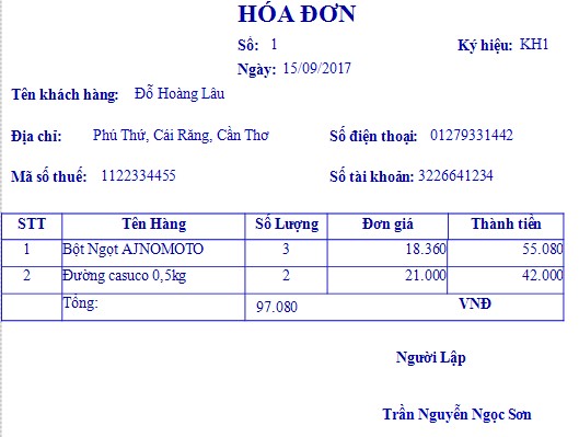 Hình 30 xuất hóa đơn 3 8 2 11 Báo Cáo doanh thu Tiếp tục đến với Báo cáo xuất 6