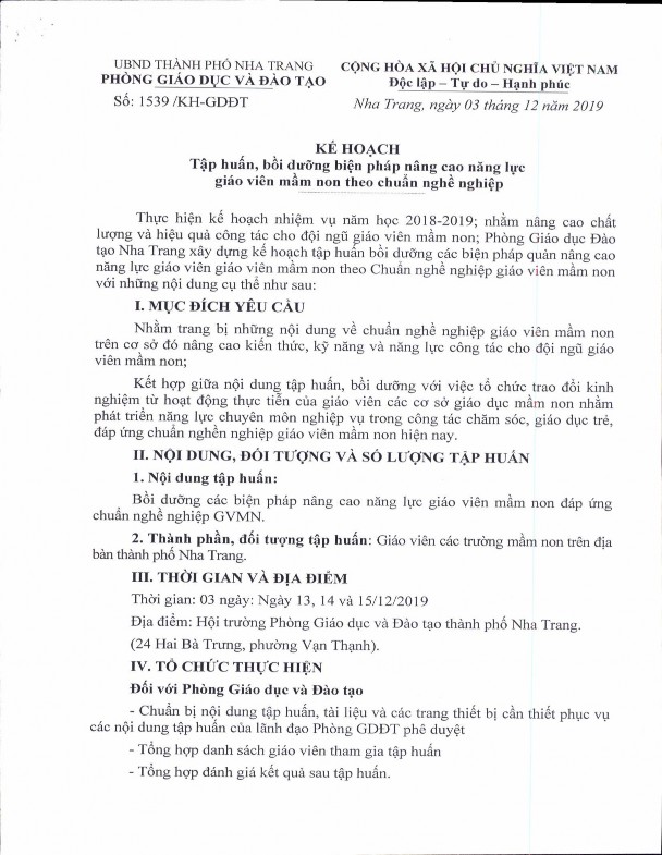 PHỤ LỤC 7 DANH SÁCH GIÁO VIÊN MẦM NON THAM GIA KHÓA TẬP HUẤN 1