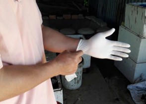 Hình 4 1 12 Mang bao tay Bước 2 Mở tấm che phủ phía trên luống trùn ra Hình 4 1 13 5