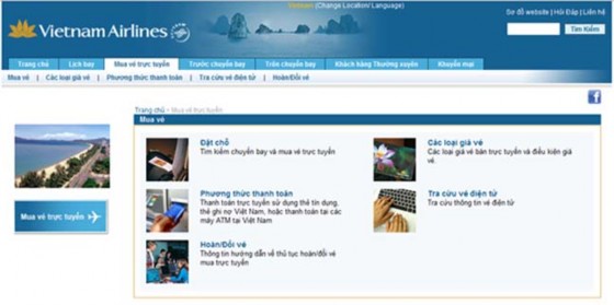 Hình 2 2 Trang web Vietnam Airlines Việc chính thức ra mắt website thương mại điện 1