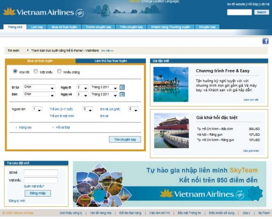 Hình 2 3 Trang chủ của trang web Vietnam Airlines Trong hai năm trở lại đây với sự 2