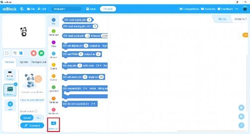 Gõ vào ô Search để tìm kiếm L293D Sau đó tìm extension tên là Motor shield L293D 10
