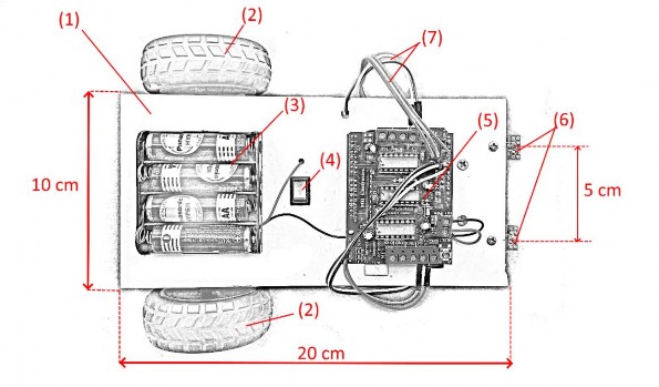 Hình 2 4 Bản vẽ cấu tạo mặt trên xe robot Hình 2 5 Bản vẽ cấu tạo mặt 1