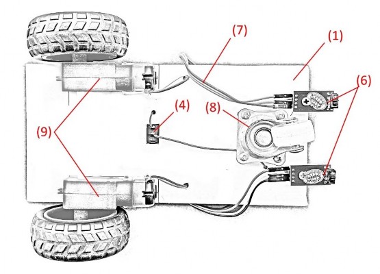 Hình 2 5 Bản vẽ cấu tạo mặt dưới xe robot Bản vẽ sơ đồ mạch điện Hình 2 2