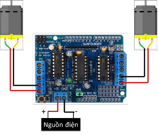 5 Nối dây từ nguồn pin với mạch Arduino L293D Chú ý Cần nối dây đúng thứ tự 1