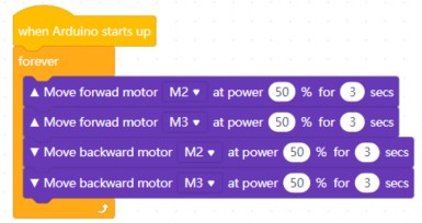 Hình 2 10 Khối lệnh điều khiển xe đi tới 3s đi lùi 3s 2 5 2 4 Hướng dẫn thực 4