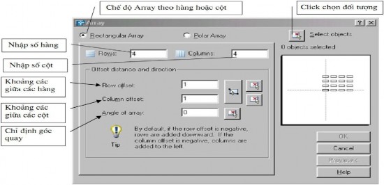 b Hộp thoại Porla Array 35 1 9 Lệnh FILLET bo tròn mép đối tượng Menu bar Nhập 2