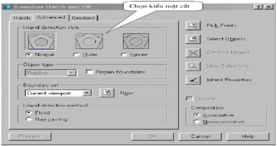 Island Detection Style Chọn kiểu mặt cắt 43 Object type Nếu chọn Retain Boundary thì 5