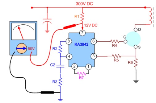 Nếu đã có Vcc12V ở chân 7 thì đo tại chân G xem có dao động không Nếu đo 9