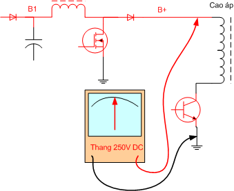 Vị trí đo áp B Nếu không có điện áp B bạn cần kiểm tra mạch cấp nguồn 14