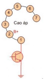 Dò mạch Regu Bắt đầu từ chân B Cao áp thông thường là chân số 2 tính theo 1