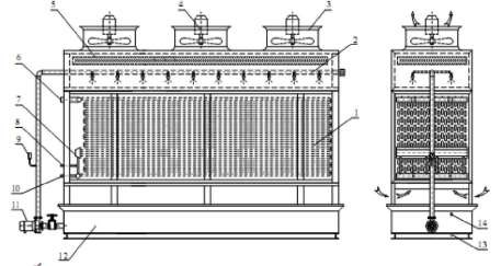 Hình 4 7 Thiết bị ngưng tụ kiểu bay hơi Tháp ngưng tụ 1 Ống TĐN 8 Ống cân 4