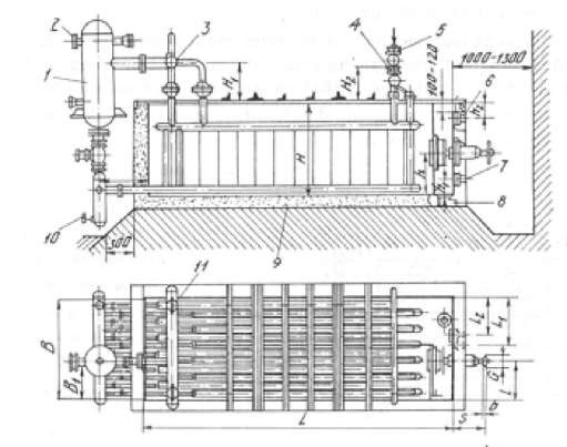 Hình 5 3 Thiết bị bay hơi kiểu panen 1 Bình giữ mức tách lỏng 7 Xả nước muối 2