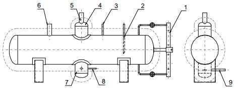Hình 7 9 Bình chứa tuần hoàn 1 Ống góp bắt van phao 6 Ống hơi vào 2 Ống dịch 1