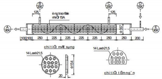 Hình 7 16 Bình trung gian nằm ngang A Ống hơi ra B Lỏng vào C Lỏng ra D Ống tiết 1