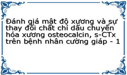 Đánh giá mật độ xương và sự thay đổi chất chỉ dấu chuyển hóa xương osteocalcin, s-CTx trên bệnh nhân cường giáp - 1