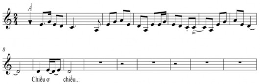 Vào câu 1 cho HS hát thật nhẹ nhàng ở từ chiều hơi đầy nhưng nông tiếp theo 1