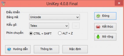 Chọn bảng mã để đổi mã chọn kiểu gõ TELEX hoặc VNI tùy thuộc vào người 5