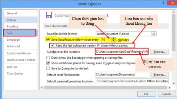 Hình 4 2 15 Để hiển thị bản sao lưu cuối cùng của tập tin hiện hành Tab 15