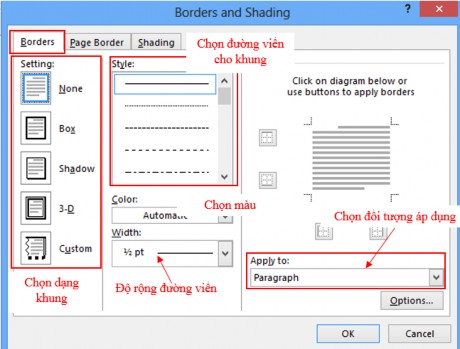 Hình 4 3 11 Tô bóng Trong cửa sổ Borders and Shading chọn Tab Shading Hình 4 3 12 2