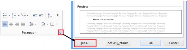 Hình 4 3 20 Đặt một tab bất kỳ trên thước ngang double click trên biểu 1