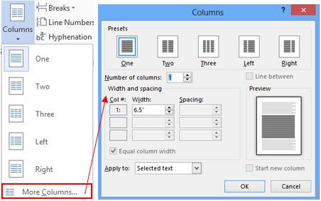Hình 4 4 3 One đưa đoạn văn về một cột Two Chia đoạn văn thành hai cột bằng 4