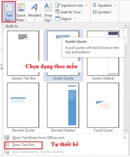 Hình 4 5 22 Người dùng có thể chọn Text Box mẫu mà Word 2013 cung cấp hay tự 16