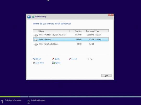 Chọn phân vùng cài đặt hệ điều hành của bạn Thông thường ta chọn phân 15