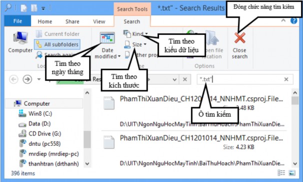 Chức năng tìm kiếm Trong quá trình tìm kiếm ta có thể kết hợp dấu đại diện 14