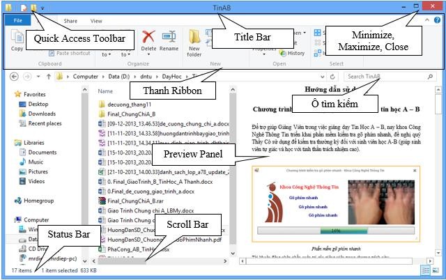 Hình 3 5 Cửa sổ Windows Explorer Ribbon Chứa các danh sách các tab chức năng mỗi tab 17