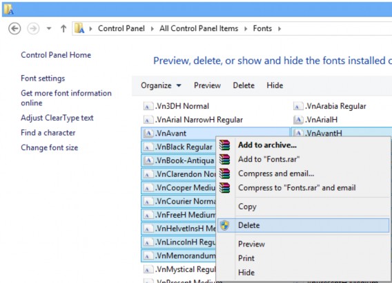Hình 3 12 Xóa font chữ khỏi hệ thống 3 4 2 Thay đổi thuộc tính màn hình Mở màn 5