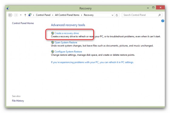 Hình 3 45 – Màn hình chọn Create a recovery drive Windows sẽ tìm kiếm một ổ đĩa 2