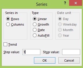  Linear tạo một dãy được tính toán bằng cách cộng thêm giá trị vào cho 4