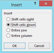  Shift cells right đẩy các ô dữ liệu đang có từ vị trí chọn sang phải 16