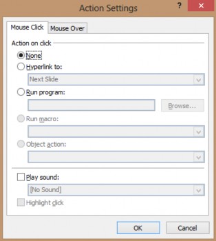 Chọn Hyperlink to nếu muốn tạo liên kết đến slide nào đó hay đến một file 3