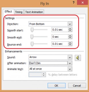  Nhóm settings Direction hướng chuyển động của đối tượng đã thiết lập ở 7