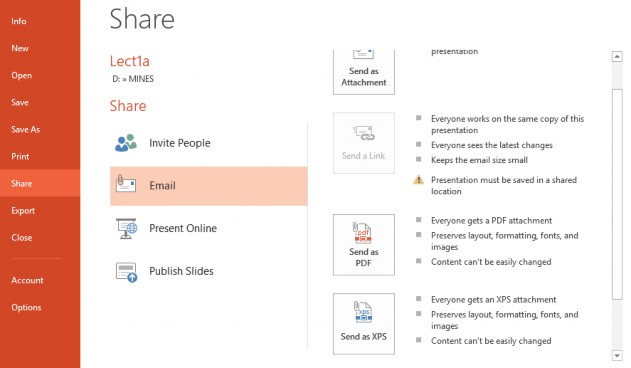 Trong tài liệu này giới thiệu dạng chia sẻ qua E mail Để chia sẻ một bài trình 2
