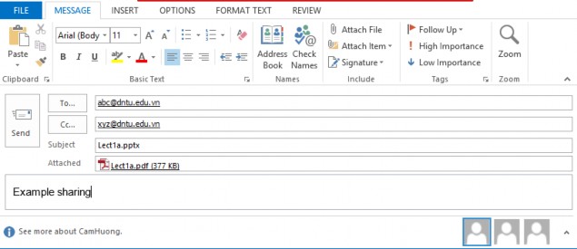 Để chia sẻ một bài trình chiếu qua E mail chúng ta có thể chọn Email chọn 3